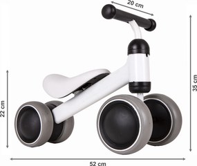 ECOTOYS mini odrážadlo pre deti biele 18–36 mesiacov, dvojité predné kolesá, s blokádou