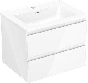 Mexen Orio, kúpeľňová skrinka 60 cm s umývadlom Otis, 2 zásuvky, biela lesklá, 91A10-06047-2-BFF00-W18M00