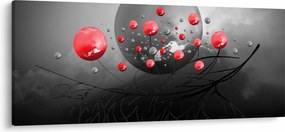 Obraz červených abstraktných gulí (120x50 cm)