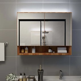 LED kúpeľňová zrkadlová skrinka dubová 80x15x60 cm MDF
