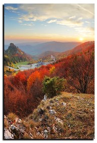 Obraz na plátne - Jesenná krajina pri západe slnka, Slovensko, Vrsatec - obdĺžnik 7260A (100x70 cm)