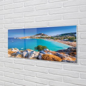 Obraz na akrylátovom skle Grécko pobrežie beach panorama 120x60 cm