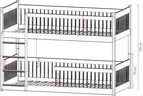 Detská poschodová posteľ s Montessori lôžkom z masívu borovice BOLEK - 200x90 cm - KAŠMÍROVÁ