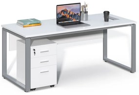 Kancelársky stôl s kontajnerom Houseland Prime Home 02 180 cm biely