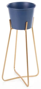 KOVOVÝ KVETINÁČ SO STOJANOM 19X34 CM MODRÁ