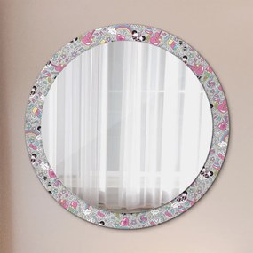 Okrúhle ozdobné zrkadlo Panda unicorn fi 90 cm