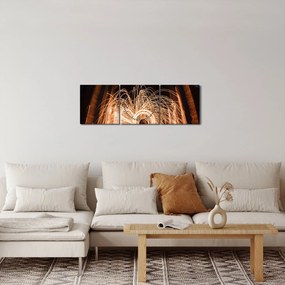 Obraz - Svetelná show na koľajniciach (s hodinami) (90x30 cm)