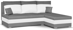 Rozkládací rohová sedací souprava GUSTO Šedá/Bílá