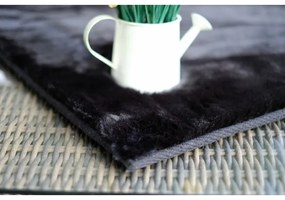 Kusový koberec RABBIT DELUXE - čierny - imitácia králičej kožušiny