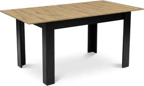 Rozkladací jedálenský stôl MADO 120/160x80 cm, čierna/dub artisan