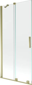 Mexen Velar, 2-krídlová posuvná vaňová zástena 95 x 150 cm, 8mm číre sklo, zlatý lesklý profil, 896-095-000-01-50