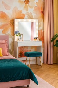 Toaletný stolík PEARL so zrkadlom a LED osvetlením PHO9452