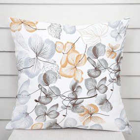 Biante Bavlnená obliečka na vankúš Sandra SA-367 Sivo-oranžové kvety na bielom 50 x 70 cm