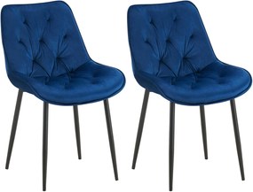 Design-Shop Set 2 jedálenských stoličiek Wallace - zamat - modrá