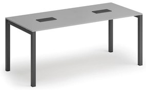 Rokovací stôl PRIMO SQUARE, 180x80 cm, sivá + 2x stolná zásuvka TYP II, čierna