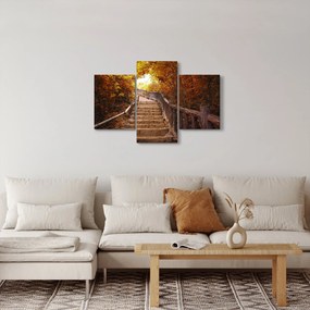 Obraz - Schody v prírode na jeseň (90x60 cm)