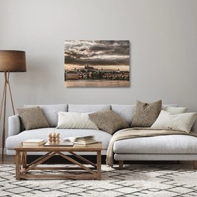 Sklenený obraz - zamračená Praha (70x50 cm)