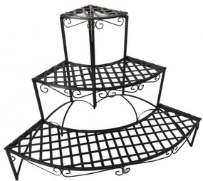 Rohový stojan na kvety s 3 policami