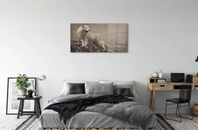 Sklenený obraz vlk hory 140x70 cm