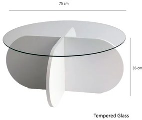 Konferenčný stolík BUBBLE 35x75 cm biela/číra