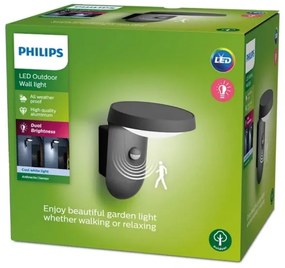 Philips - LED Vonkajšie nástenné svietidlo so senzorom TYLA LED/9W/230V 4000K IP44