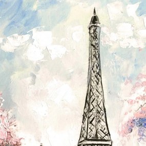 Ozdobný paraván Pařížská Eiffelova věž Pastel - 180x170 cm, päťdielny, klasický paraván