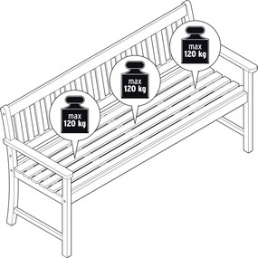 Klasická záhradná lavička z tíkového dreva, cca 160 cm