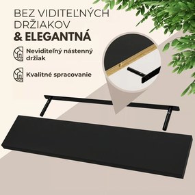 Nástenná polica FIGO + konzola, 110cm, čierna Casaria
