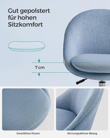 Otočná stolička, výškovo nastaviteľná, 80-90x60x60cm, bledomodrá