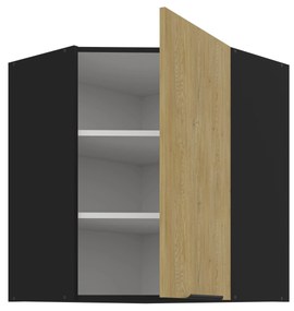 Rohová horná kuchynská skrinka Carminia 60x60 GN-72 1F (45) (dub cremona + čierna). Akcia -23%. Vlastná spoľahlivá doprava až k Vám domov. 1127999