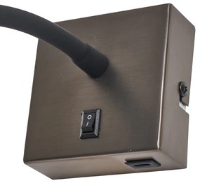 Moderné nástenné svietidlo Gunmetal s portom USB-C - Gosna