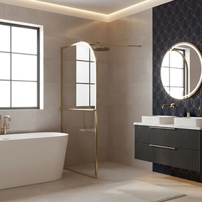 Rea SKY, sprchová zástena WALK-In 100x200 cm, 8mm číre sklo, zlatá matná, KPL-K4330