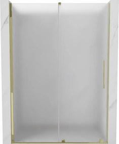 Mexen Velar, posuvné sprchové dvere do otvoru 160 cm, 8mm sklo námraza, zlatá lesklá, 871-160-000-31-50
