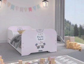 DomTextilu Detská posteľ 160 x 80 cm pre dievčatá s ružovým čelom a pandou  Biela 46831