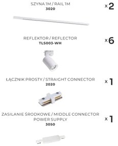 Zuma Line 3047 - Bodové svietidlo v lištovom systéme TORE 6xGU10/35W/230V biela