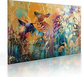 Sklenený obraz - Abstraktná maľba prírody (70x50 cm)