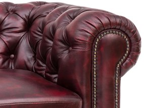 furniture-nabytek.cz - Masívna rohovásedacia súprava Chesterfield III z pravej kože, červená – 294×294×74 cm
