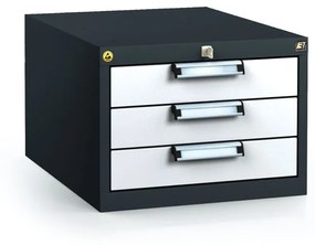 Alfa 3 Antistatický závesný ESD box pre pracovné stoly 351 x 480 x 600 mm, 3 zásuvky