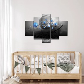 Obraz modrých abstraktných gulí (150x105 cm)