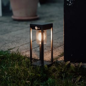 Vonkajšia stojaca lampa tmavosivá 25 cm so stmievateľným svetlom a senzorom na solár - Sonne