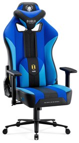 Herné kreslo s látkovým poťahom, veľkosť King Size, modrý-čierny: Diablo X-Player 2.0 Frost Black