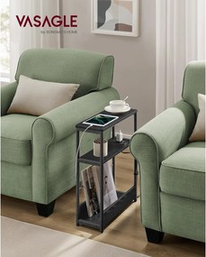 Úzky nočný stolík s funkciou nabíjania, 18 x 45 x 58 cm, čierny