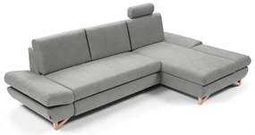 Rozkladacia rohová čalúnená sedacia súprava s úložným priestorom do tvaru L AVESTA pravá sivá