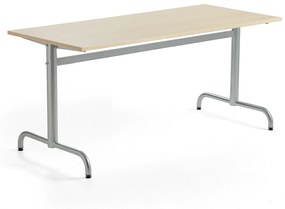 Stôl PLURAL, 1600x700x720 mm, HPL - breza, strieborná