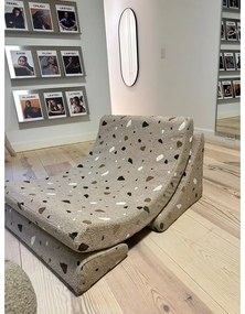 Svetlohnedé detské kresielko z textílie buklé/ženilkové Terrazzo Moon – Wigiwama