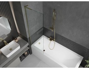 Mexen Next L, 1-krídlová vaňová zástena 60 x 150 cm, 6mm číre sklo, zlatý lesklý profil, 895-060-000-03-00-50