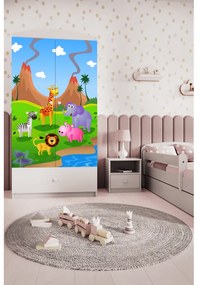 Detská skriňa Babydreams 90 cm safari biela