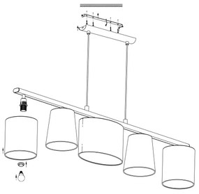 Eglo 98588 - Luster na lanku ALMEIDA 5xE14/25W/230V