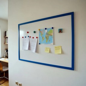 Toptabule.sk Biela magnetická popisná tabuľa v modrom drevenom ráme COLOR 100×150 cm