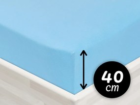 Jersey napínacie prestieradlo na extra vysoký matrac JR-017 Azúrovo modré 100 x 200 - výška 40 cm